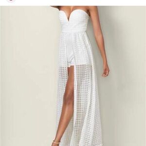 VENUS Strapless White Maxi Romper high low Dress size L